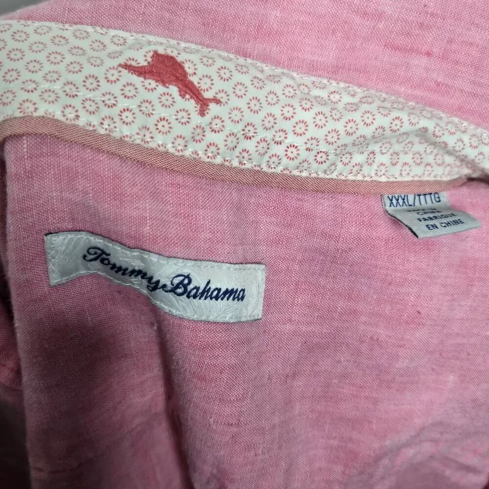 Tommy Bahama Linen Blend Shirt Size XXL Pink Button Down